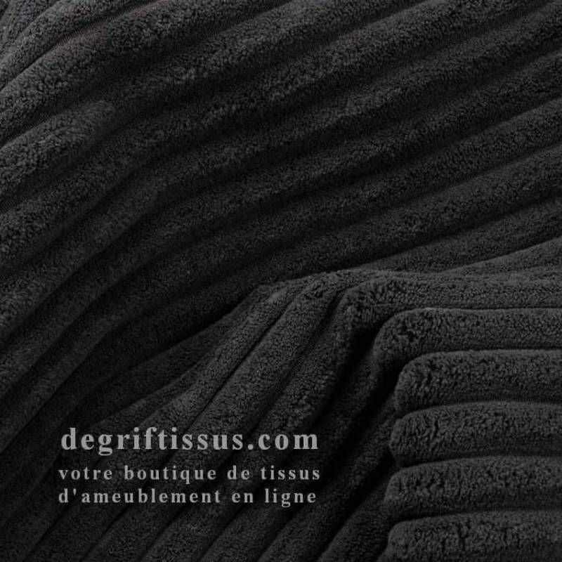 Tissu ameublement - Velours grosse côte noir, chaises, fauteuils, coussins, tête de lit, double rideau - degriftissus.com