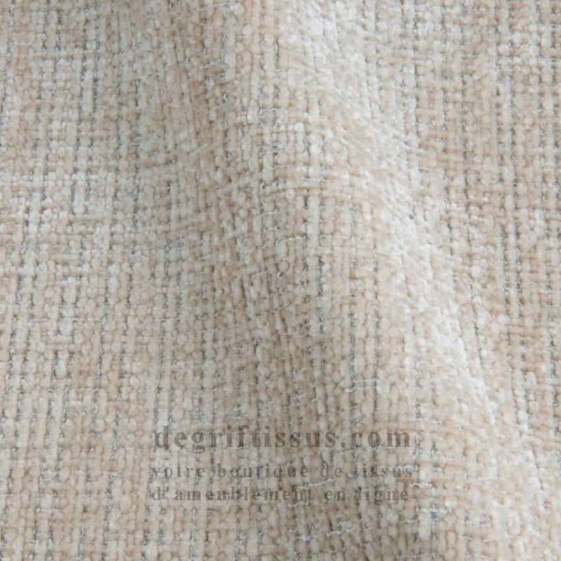 Tissu ameublement - chenille toucher doux beige clair - fauteuil - chaise - canapé coussin banquette - rideau - degriftissus.com
