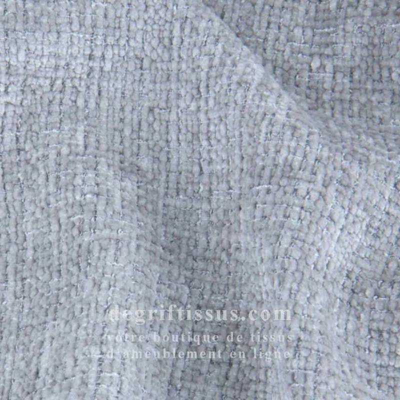 Tissu ameublement - chenille toucher doux gris clair - fauteuil - chaise - canapé coussin banquette - rideau - degriftissus.com
