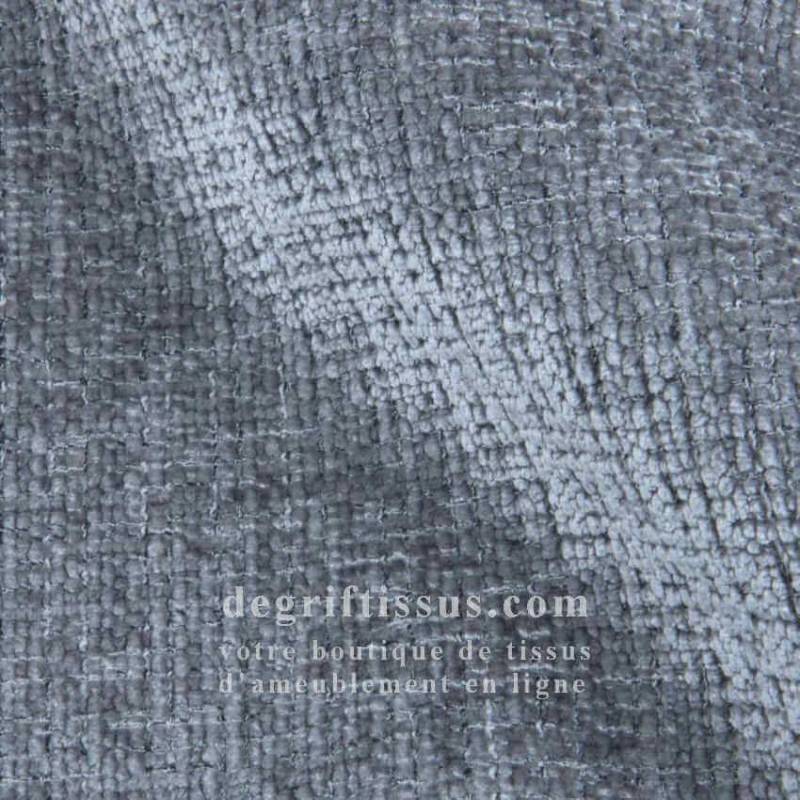 Tissu ameublement - chenille toucher doux cendre - fauteuil chaise - canapé coussin banquette salon - rideau - degriftissus.com