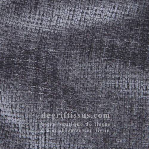 Tissu ameublement - chenille toucher doux gris - fauteuil - chaise - canapé coussin banquette - rideau - degriftissus.com