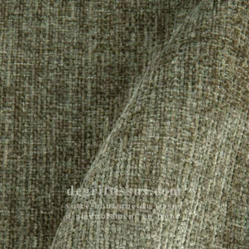 Tissu ameublement - chenille toucher doux vert clair - fauteuil - chaise - canapé coussin banquette - rideau - degriftissus.com