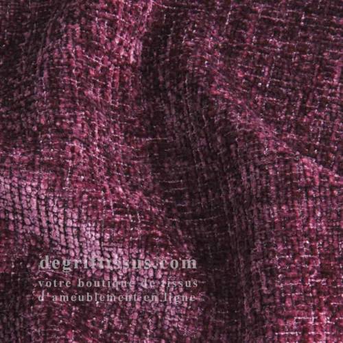 Tissu ameublement - chenille toucher doux framboise - fauteuil - chaise - canapé coussin banquette - rideau - degriftissus.com