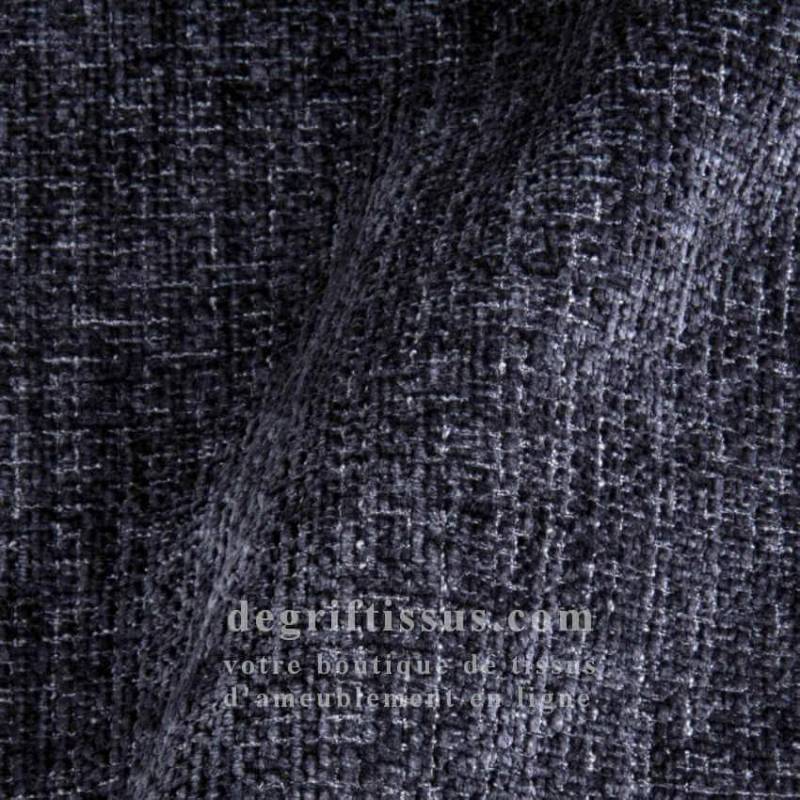 Tissu ameublement - chenille toucher doux bleu pétrole - fauteuil chaise - canapé coussin banquette - rideau - degriftissus.com