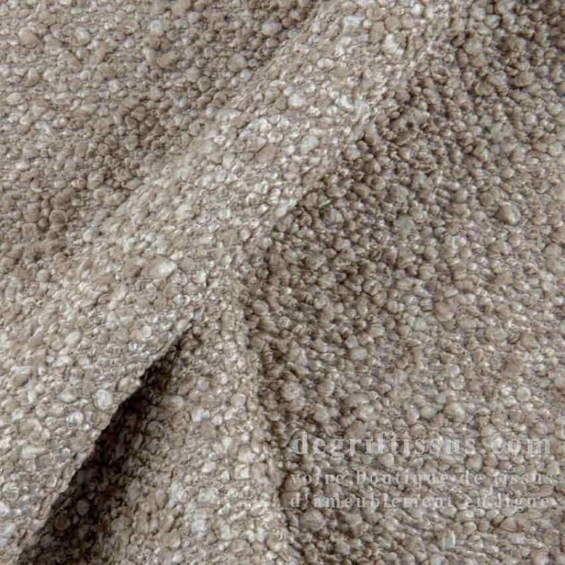 Tissu ameublement - chenillé bouclé volumineux beige clair - fauteuil chaise - canapé coussin salon - rideau - degriftissus.com