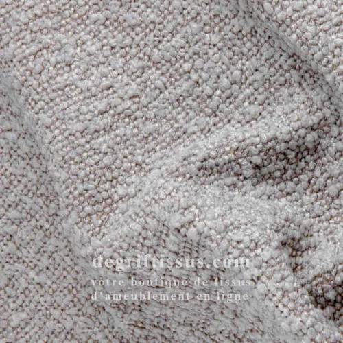 Tissu ameublement - chenillé bouclé volumineux gris pâle - fauteuil - chaise - canapé coussin salon - rideau - degriftissus.com