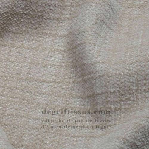 Tissu ameublement - chenille toucher doux crème - fauteuil - chaise - canapé coussin salon - rideau - degriftissus.com