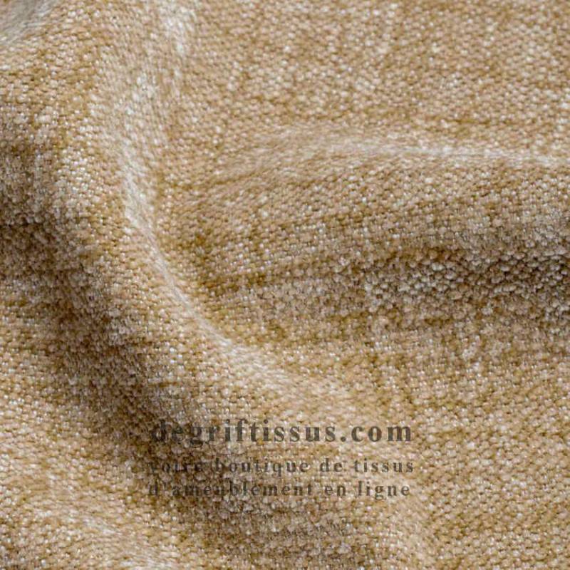 Tissu ameublement - chenille toucher doux beige clair - fauteuil - chaise - canapé coussin salon - rideau - degriftissus.com