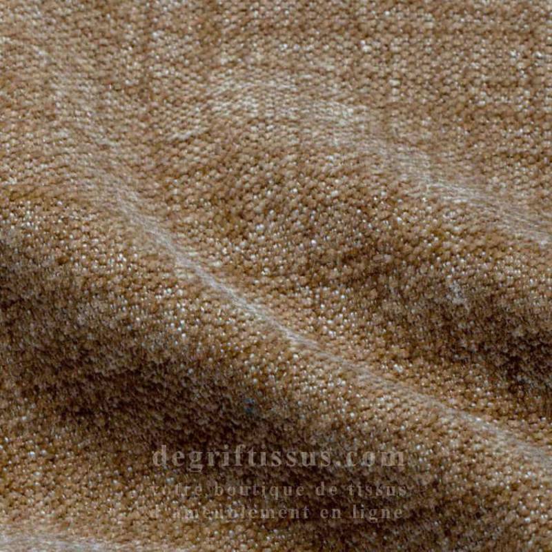 Tissu ameublement - chenille toucher doux beige - fauteuil - chaise - canapé coussin salon - rideau - degriftissus.com