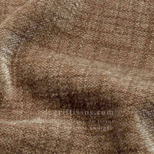 Tissu ameublement - chenille toucher doux marron clair - fauteuil - chaise - canapé coussin salon - rideau - degriftissus.com