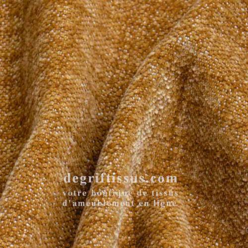 Tissu ameublement - chenille toucher doux mandarine - fauteuil - chaise - canapé coussin salon - rideau - degriftissus.com