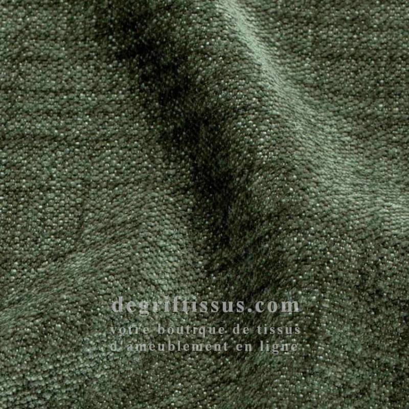Tissu ameublement - chenille bicolore doux Tamise kaki - fauteuil - chaise - canapé coussin salon - rideau - degriftissus.com