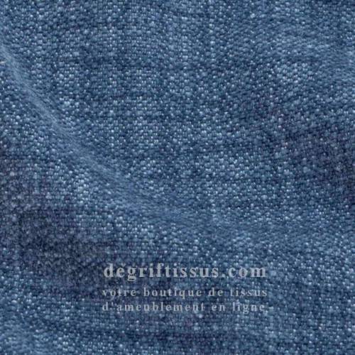 Tissu ameublement - chenille toucher doux bleu jean - fauteuil - chaise - canapé coussin salon - rideau - degriftissus.com
