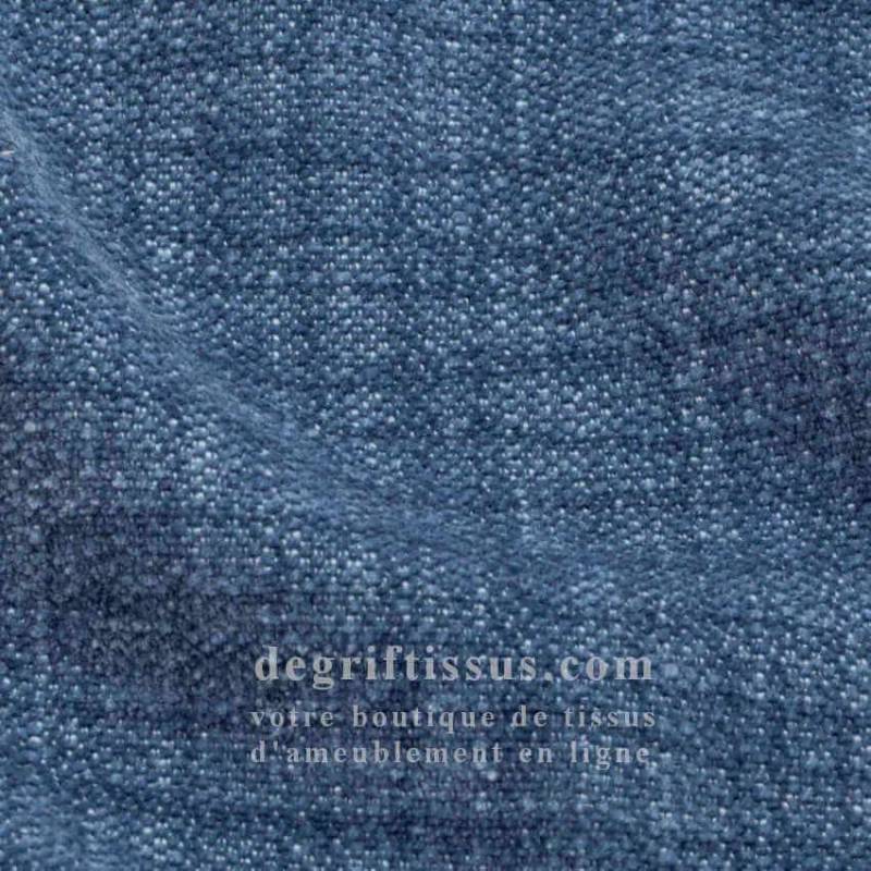 Tissu ameublement - chenille bicolore doux Tamise bleu jean - fauteuil chaise canapé coussin salon - rideau - degriftissus.com