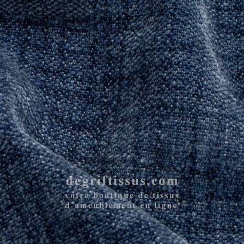 Tissu ameublement - chenille toucher doux bleu - fauteuil - chaise - canapé coussin salon - rideau - degriftissus.com
