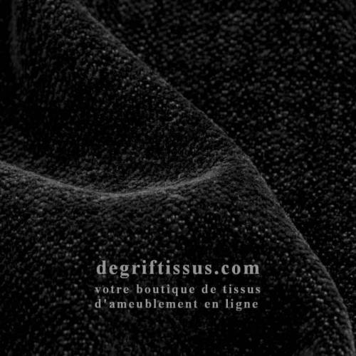 Tissu ameublement - chenille toucher doux noir - fauteuil - chaise - canapé coussin salon - rideau - degriftissus.com