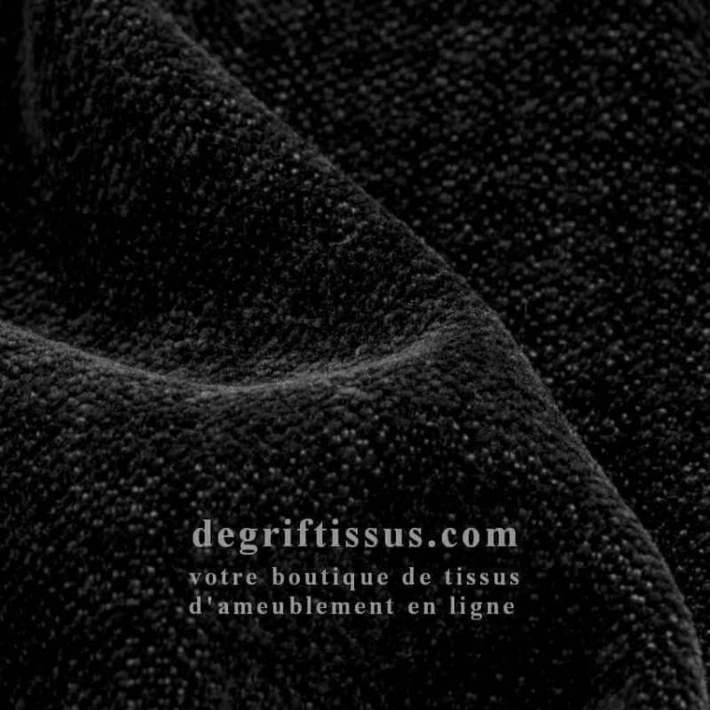 Tissu ameublement - chenille bicolore doux Tamise noir - fauteuil - chaise - canapé coussin salon - rideau - degriftissus.com