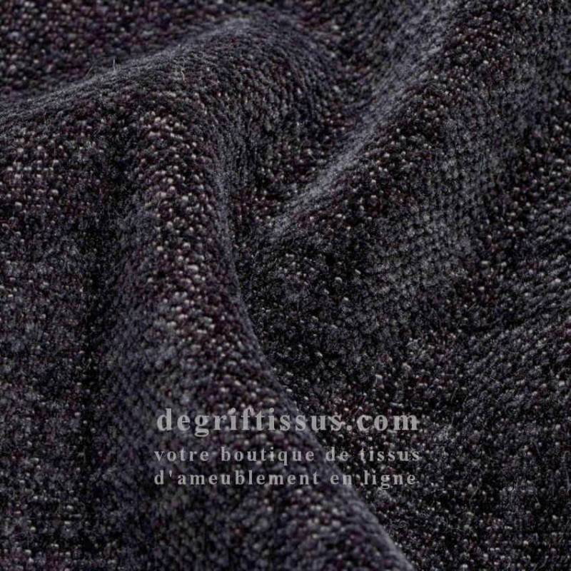 Tissu ameublement - chenille toucher doux anthracite - fauteuil - chaise - canapé coussin salon - rideau - degriftissus.com