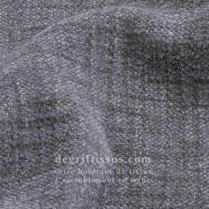 Tissu ameublement - chenille bicolore doux Tamise gris clair - fauteuil chaise canapé coussin salon - rideau - degriftissus.com