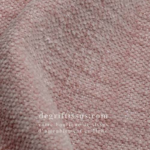 Tissu ameublement - chenille toucher doux rose - fauteuil - chaise - canapé coussin salon - rideau - degriftissus.com