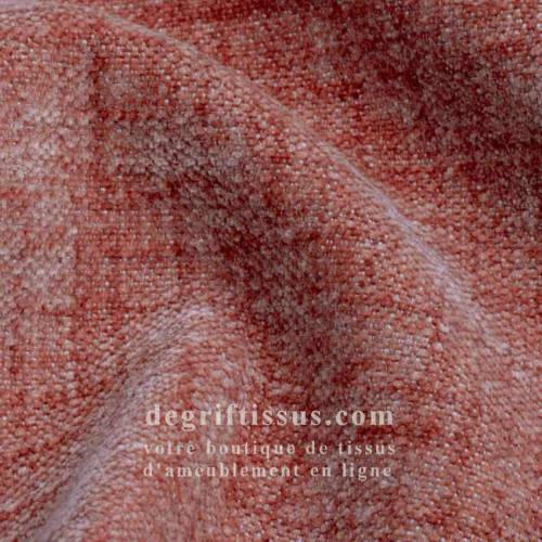 Tissu ameublement - chenille toucher doux brique - fauteuil - chaise - canapé coussin salon - rideau - degriftissus.com