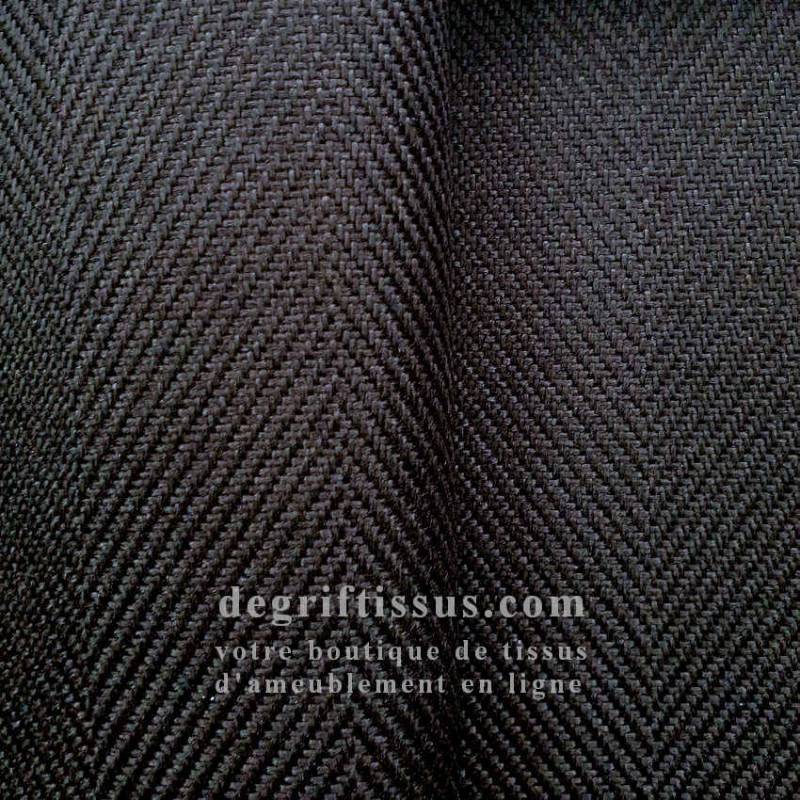 Tissu ameublement - occultant noir chevrons - envers blanc - isolant - degriftissus.com