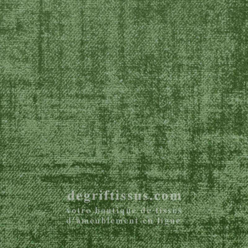 Tissu ameublement - velours chenille vert - fauteuil - chaise - canapé coussin banquette salon - rideau - degriftissus.com
