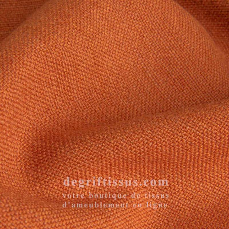 Tissu ameublement imitation lin orange - haute résistance - doublé - lisse au grain fin - degriftissus.com