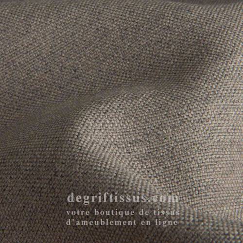 Tissu ameublement imitation lin taupe - haute résistance - doublé toile - lisse au grain fin - degriftissus.com