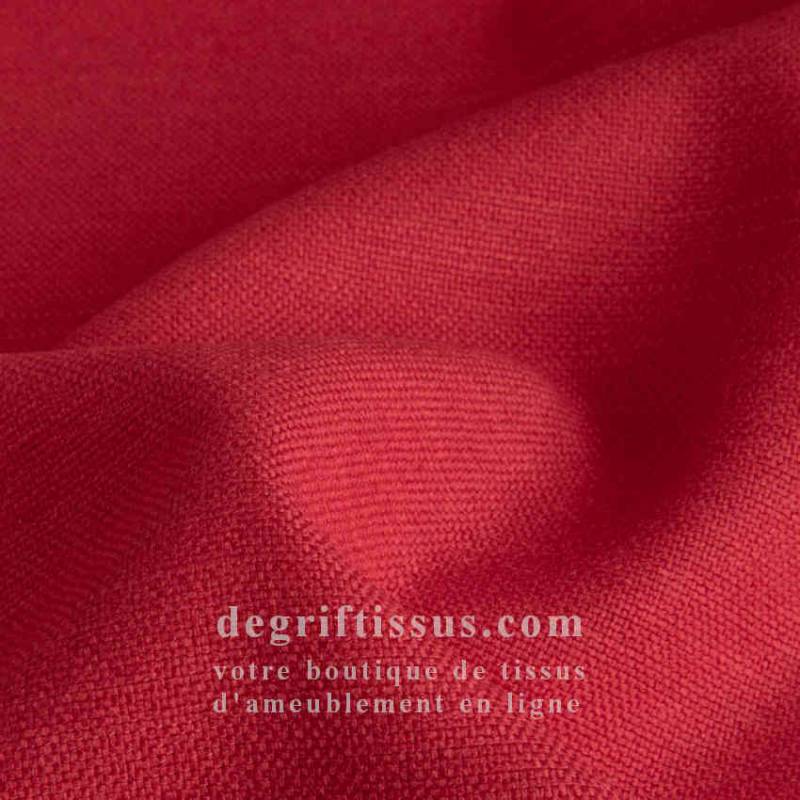 Tissu ameublement imitation lin rouge - haute résistance - doublé - lisse au grain fin - degriftissus.com