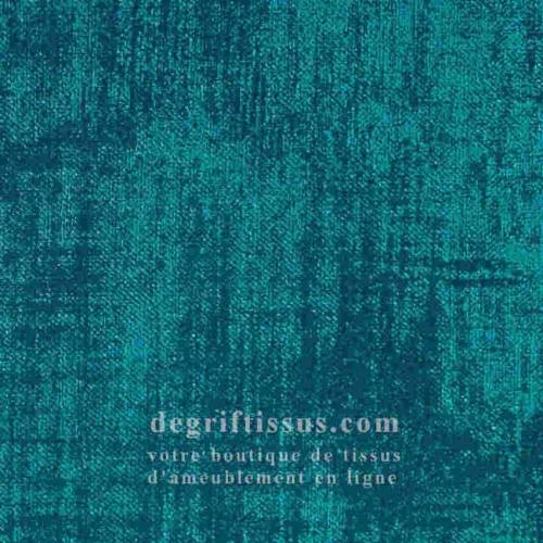 Tissu ameublement - velours chenille bleu vert - fauteuil - chaise - canapé coussin banquette salon - rideau - degriftissus.com