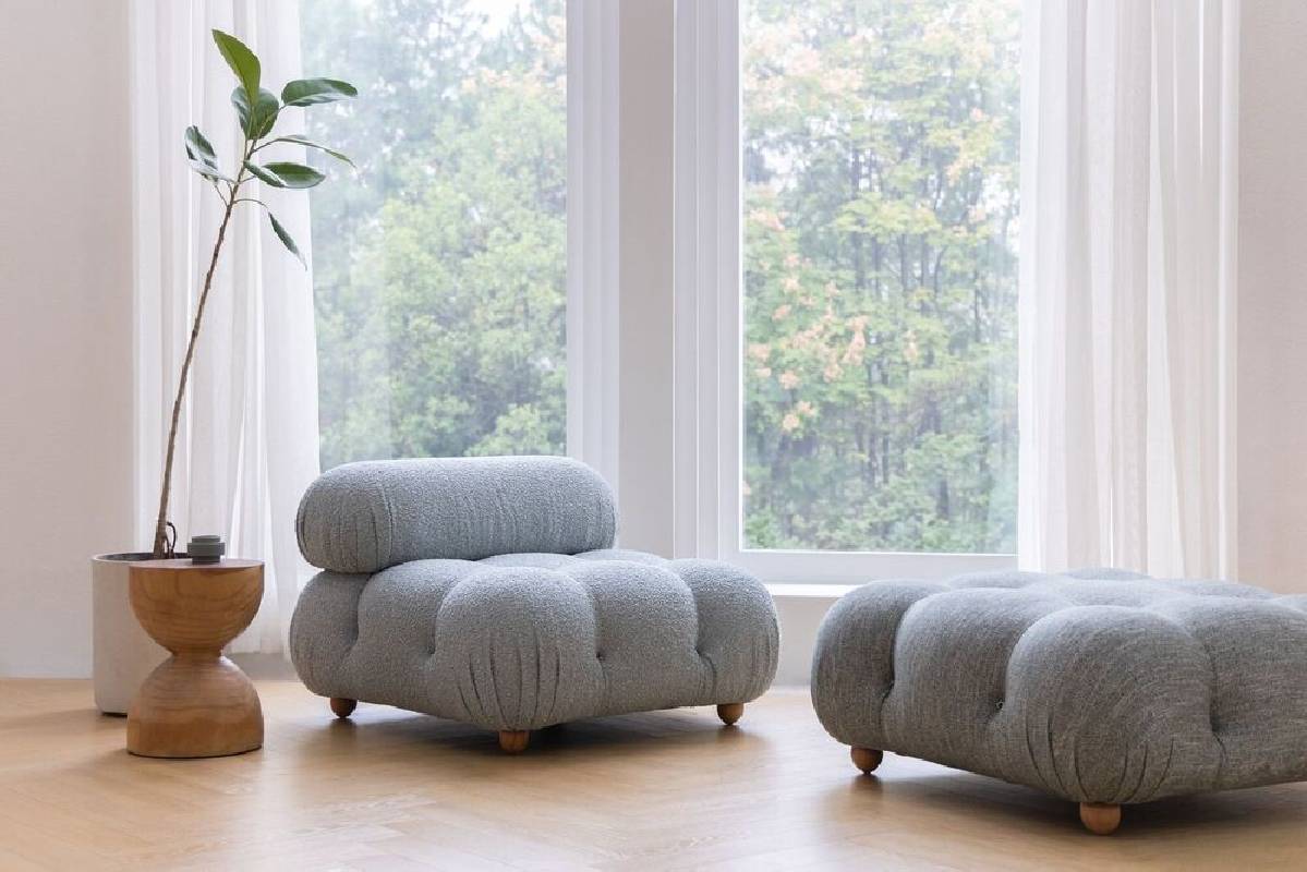 Tissu ameublement - bouclé volumineux Santa Cruz pente 1 - fauteuil chaise canapé coussin salon rideau - degriftissus.com