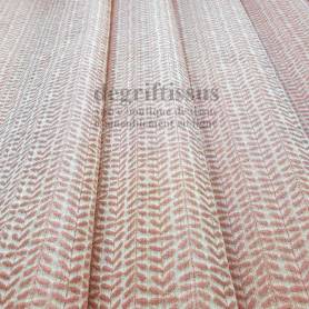 Tissu ameublement - Art Déco à petites feuilles roses - Ameublement tissé Jacquard - degriftissus.com