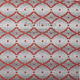 Tissu ameublement - Art Déco gris rouge - pour siège - chaise - coussin canapé - degriftissus.com