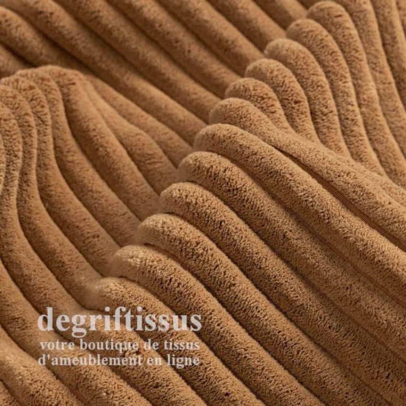 Tissu ameublement - Velours grosse côte terracotta - chaises - fauteuils - coussins - tête de lit - double rideau