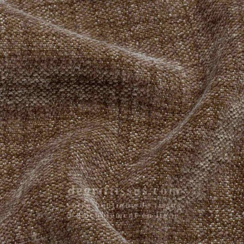 Tissu ameublement - chenille bicolore doux Tamise marron - fauteuil - chaise - canapé coussin salon - rideau - degriftissus.com
